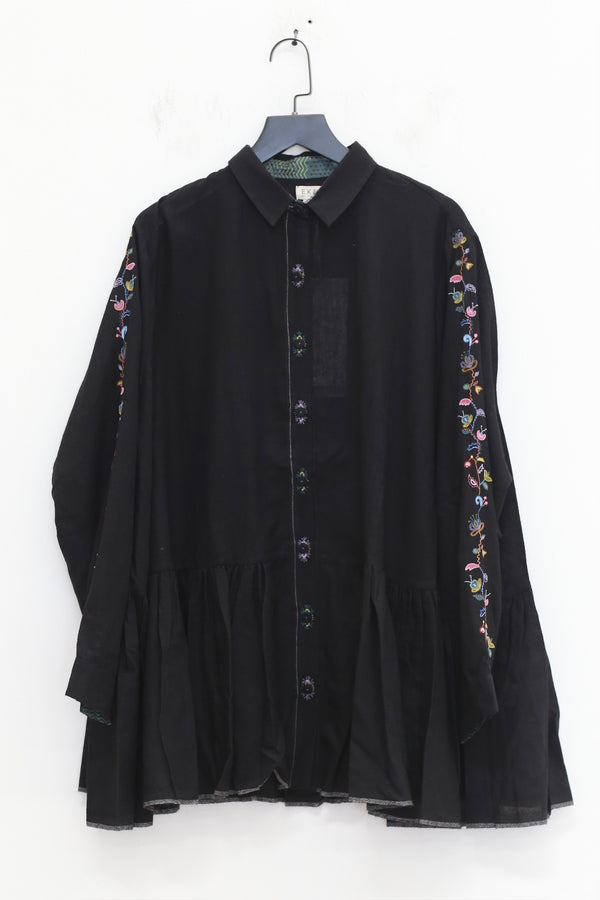 EKA 25 Autumn/Winter Hand-embroidered Loose-fitting Top/Shirt EKA-AWLT/25/11/MORO-BLACK